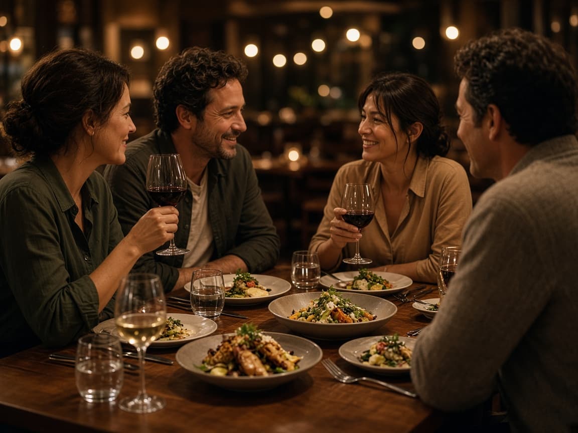 Guests gathered around a shared meal at The Grove
